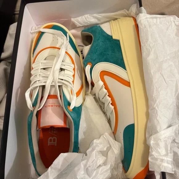 Balmain | Shoes | Balmain Teal And Orange Sneakers | Poshmark display picture 2